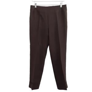 Vintage 80s Pleated Trousers 100% Linen Mocha Brown Pleated Front Womens 14